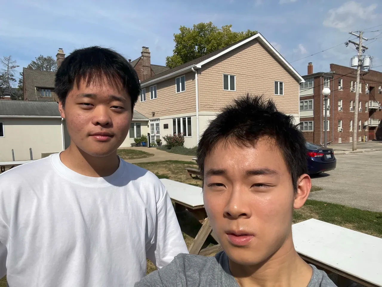 Me and a friend outside on a sunny day